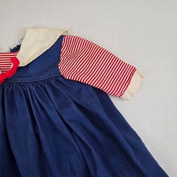 Vintage Nanette Infant Girls Dress 6-9 Mo Nautical Sailor Blue Red - Picture 3 of 7
